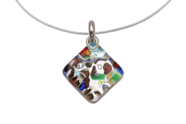 ムラーノグラスペンダント スクエア型ペンダントトップ15mm