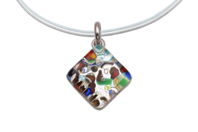 ムラーノグラスペンダント　スクエア型ペンダントトップ15mm