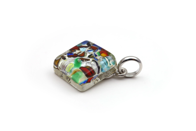 ムラーノグラスペンダント　スクエア型ペンダントトップ15mm