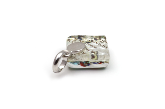 ムラーノグラスペンダント　スクエア型ペンダントトップ15mm