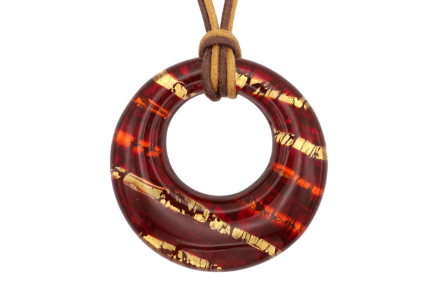 ムラーノグラスペンダント　ドーナツ型ペンダントトップ40mm