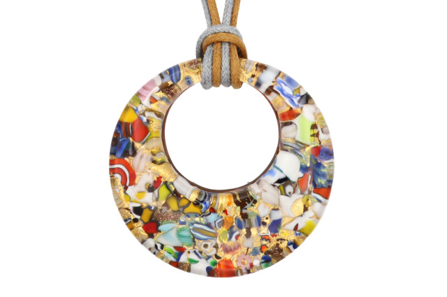 ムラーノグラスペンダント　ドーナツ型ペンダントトップ40mm