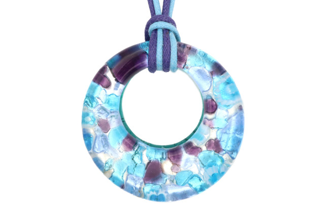 ムラーノグラスペンダント　ドーナツ型ペンダントトップ40mm