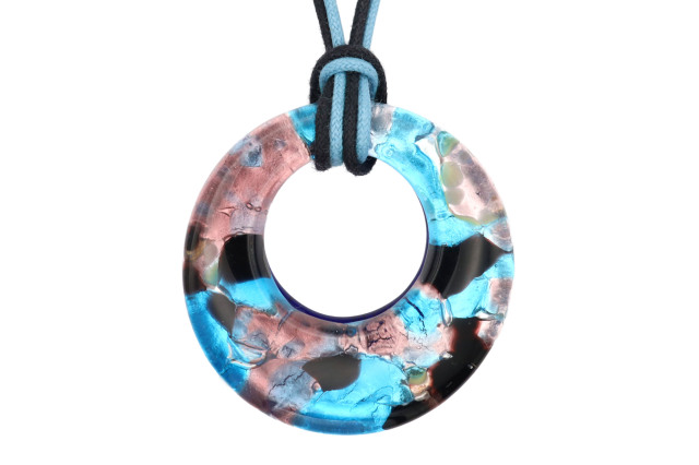 ムラーノグラスペンダント　ドーナツ型ペンダントトップ40mm