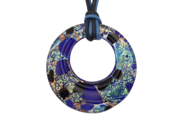 ムラーノグラスペンダント　ドーナツ型ペンダントトップ40mm