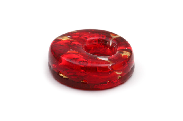 ムラーノグラスペンダント　ドーナツ型ペンダントトップ25mm