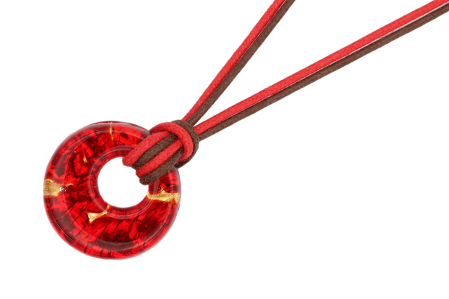 ムラーノグラスペンダント　ドーナツ型ペンダントトップ25mm