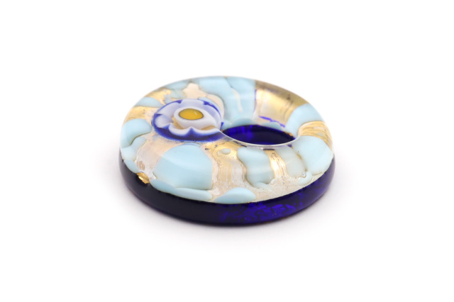 ムラーノグラスペンダント　ドーナツ型ペンダントトップ25mm