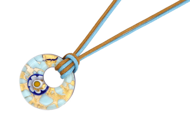 ムラーノグラスペンダント　ドーナツ型ペンダントトップ25mm