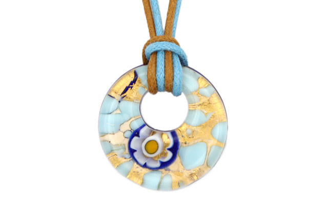 ムラーノグラスペンダント　ドーナツ型ペンダントトップ25mm