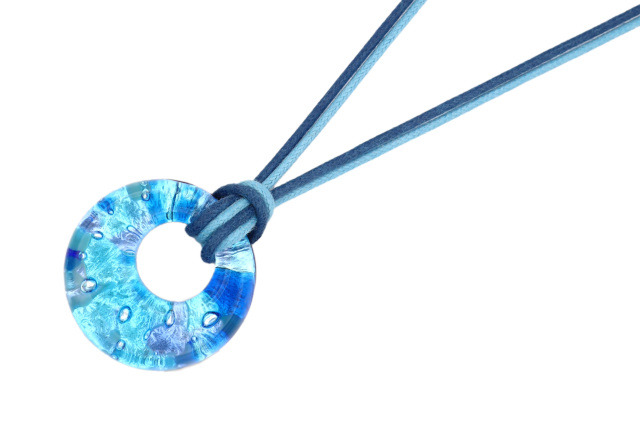 ムラーノグラスペンダント　ドーナツ型ペンダントトップ25mm