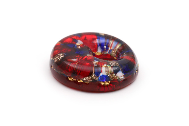 ムラーノグラスペンダント　ドーナツ型ペンダントトップ25mm