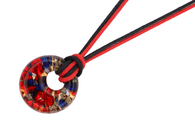 ムラーノグラスペンダント　ドーナツ型ペンダントトップ25mm