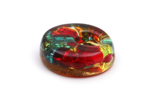 ムラーノグラスペンダント　ドーナツ型ペンダントトップ25mm