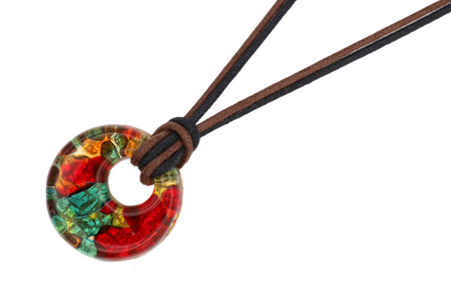 ムラーノグラスペンダント　ドーナツ型ペンダントトップ25mm