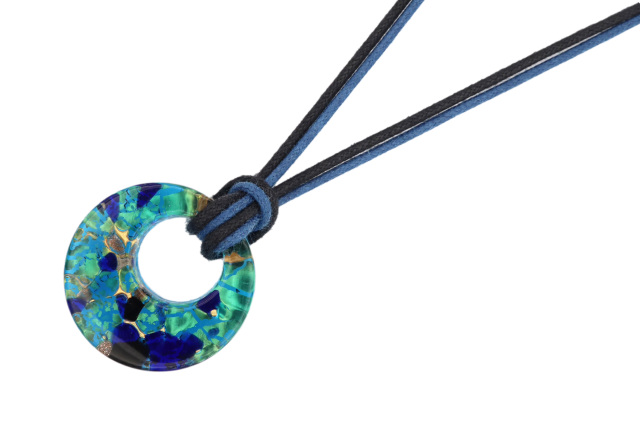 ムラーノグラスペンダント　ドーナツ型ペンダントトップ25mm