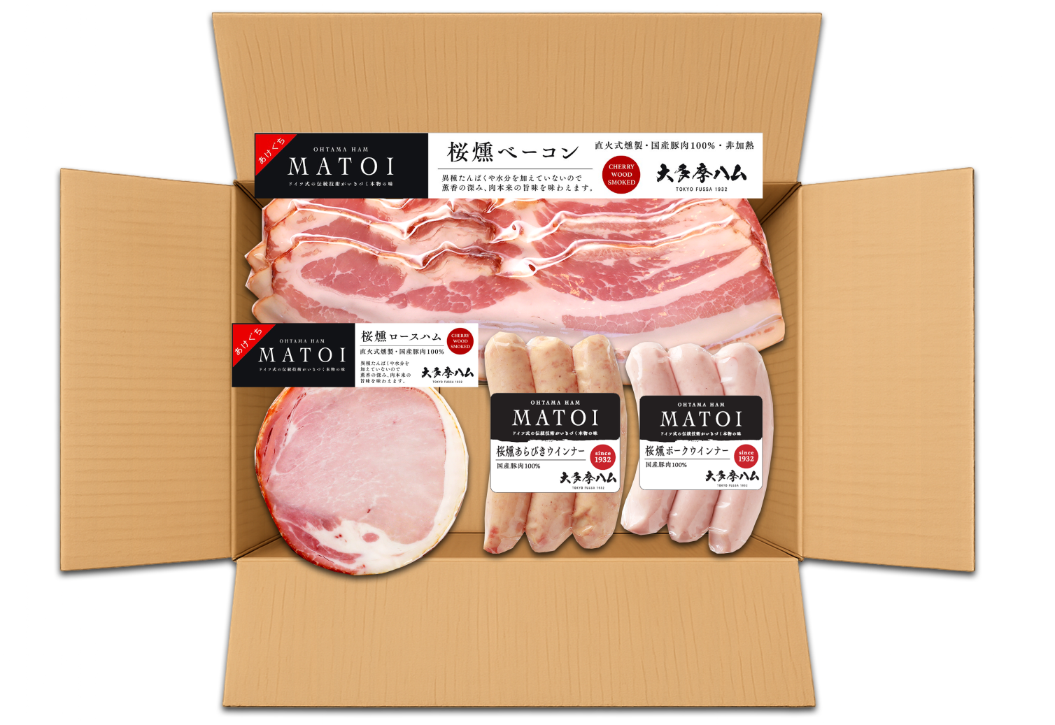 段ボールギフト MATOI ハム・ベーコン・ウィンナー4種詰合せSC01【送料込み】