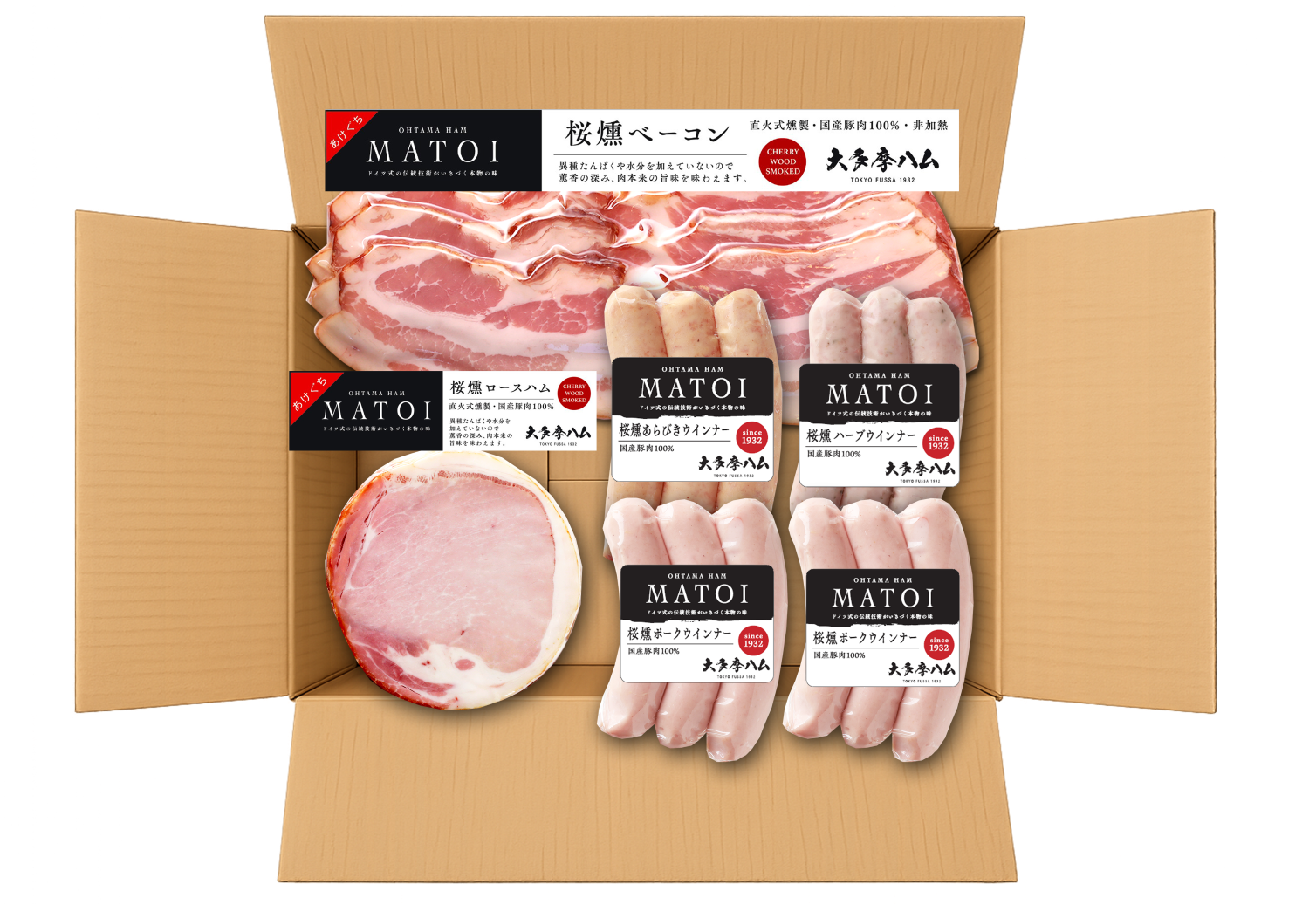 段ボールギフト MATOI ハム・ベーコン・ウィンナー5種6品詰合せSC02【送料込み】