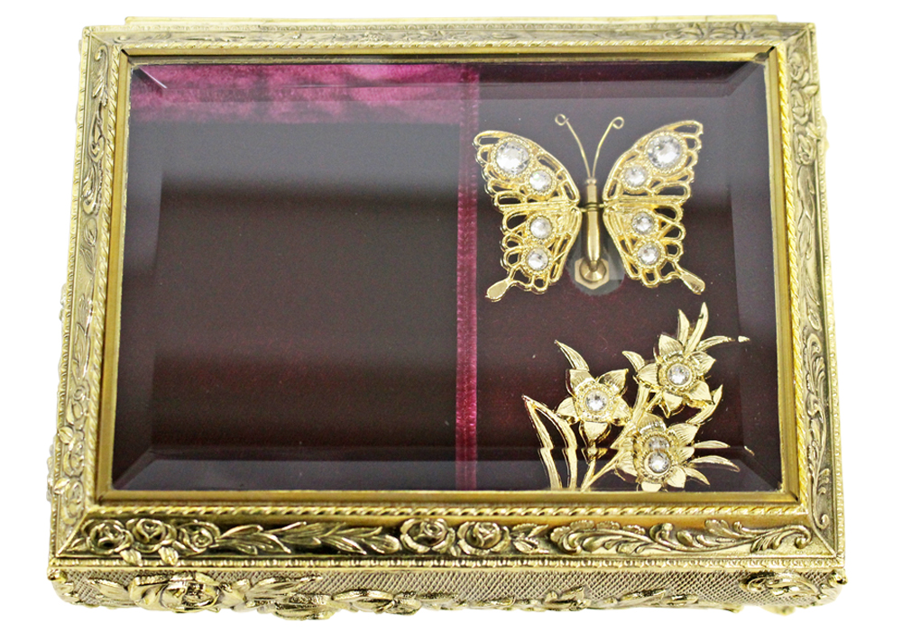 DY760 アンチモニーBOXオルゴール蝶々【ゴールド】