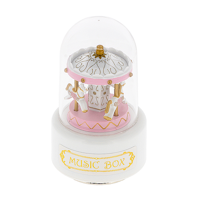 ドーム型 メリーゴーランドオルゴール【ピンク】