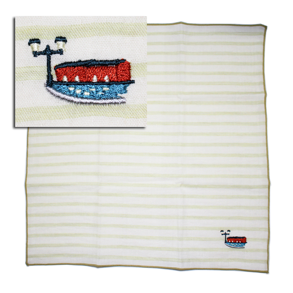 運河　ボーダー　オリジナルハンカチ