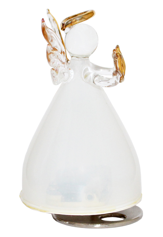 ガラスの天使オルゴール 楽器持ち【ホワイト】