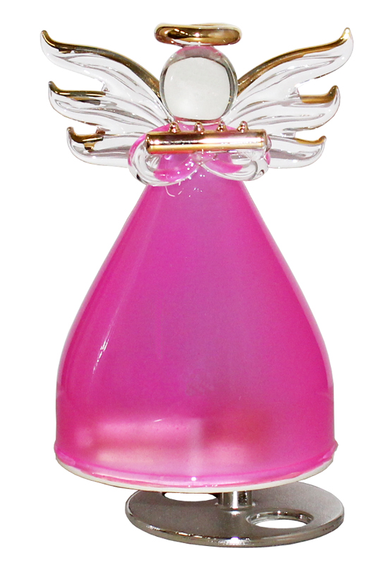 ガラスの天使オルゴール 楽器持ち【ピンク】