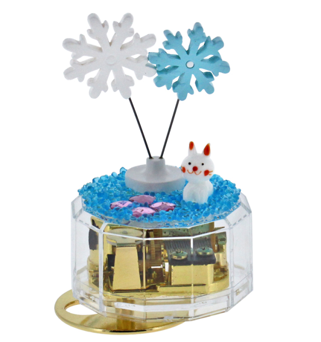 ☆数量限定☆フィギュアが選べるクリアケース手作りオルゴールキット【雪の結晶と動物】