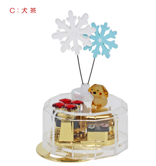 フィギュアが選べるクリアケース手作りオルゴールキット【雪の結晶と動物】