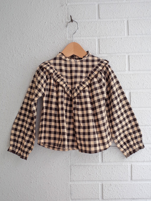 ギンガムフリルブラウス　emile et ida　フランス子供服