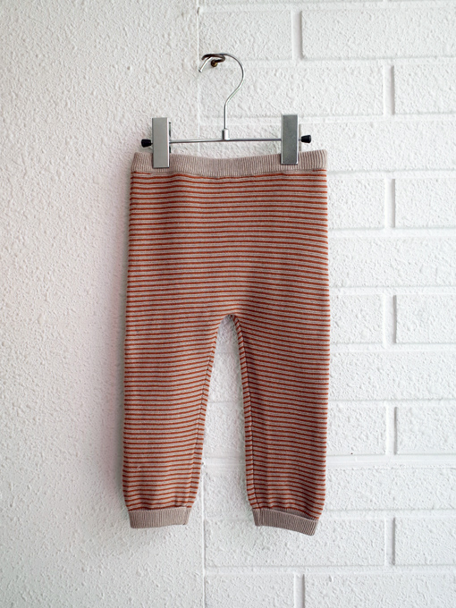 minihaha　ボーダーコットンニットレギンス