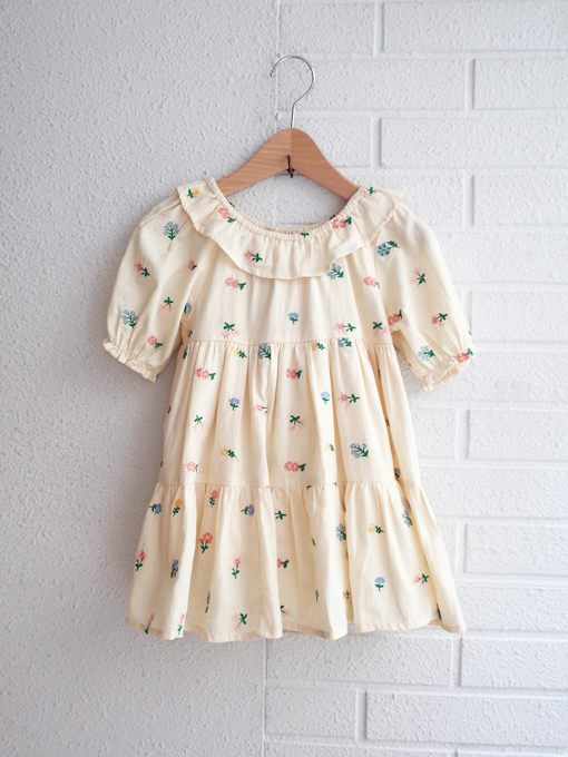 emile et ida kids エミールエイダ　Banana floral embroidered dress　小花刺繍ワンピース