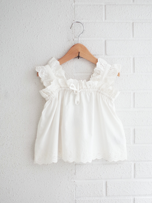 emile et ida kids　エミルーエイダ　Top broderie anglaise blanc　英国刺繍ブラウス