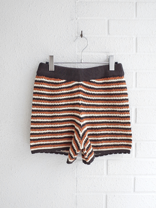 emile et ida woman　エミールエイダ　Knit shorts caramel stripes　ニットショートパンツ