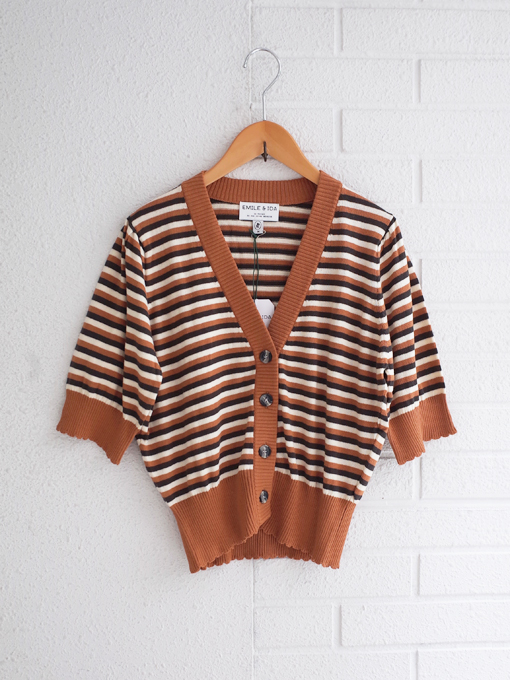 emile et ida woman　エミールエイダ　Caramel striped cardigan　ニットカーディガン