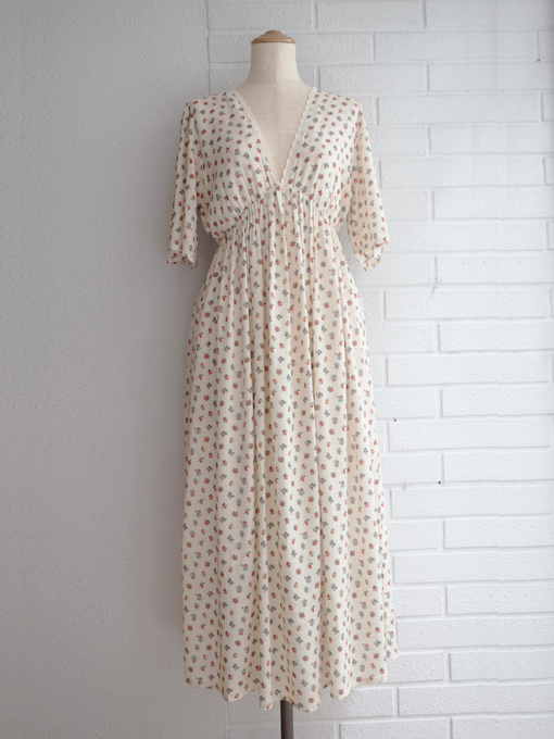 emile et ida woman　Ecru freesia long dress　フラワープリントビスコースワンピース