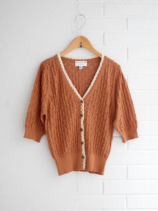 emile et ida woman　エミールエイダ　Caramel graphic cardigan　ニットカーディガン