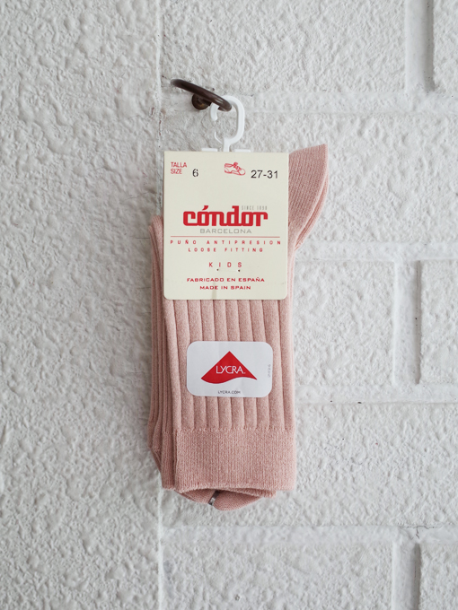 condor　スペインソックスブランド　Basic rib short socks OLD ROSE　リブソックス