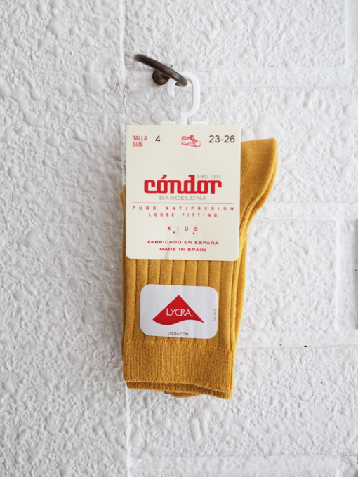 condor　スペインソックスブランド　Basic rib short socks MUSTARD　リブソックス