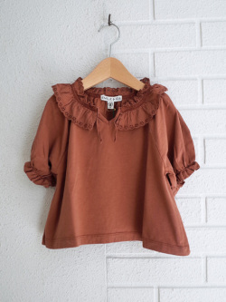 emile et ida kids　エミールエイダ　ガールズ　レース襟フレアTシャツ　パフスリーブTシャツ