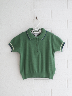 emile et ida kids　エミルーエイダ　Dark green pointelle modal polo shirt　ポロシャツ
