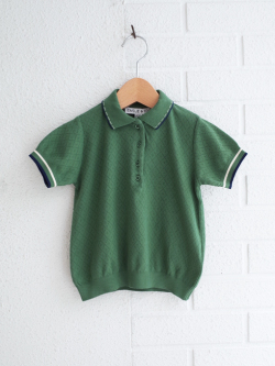 emile et ida kids　エミルーエイダ　Dark green pointelle modal polo shirt　ポロシャツ