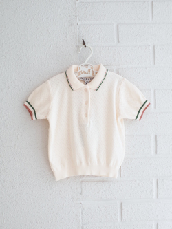 emile et ida kids　エミルーエイダ　Cream pointelle modal polo　ポロシャツ