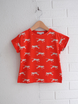 emile et ida　Red tigers organic cotton T-shirt　ボーイズ　タイガープリントTシャツ