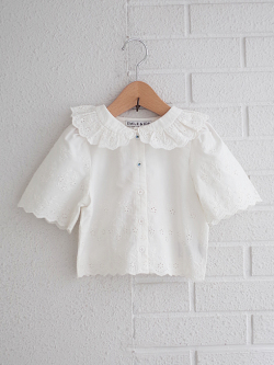 emile et ida kids　エミルーエイダ　White English embroidery blouse　英国刺繍半袖ブラウス