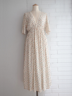 emile et ida woman　Ecru freesia long dress　フラワープリントビスコースワンピース