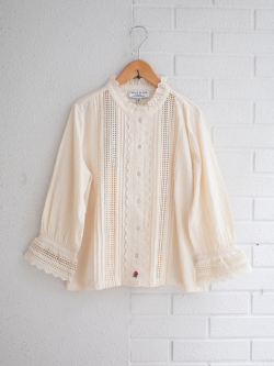 emile et ida woman　エミールエイダ　Ecru lace and english embroidered blouse　刺繍ブラウス