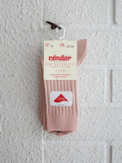 condor　スペインソックスブランド　Basic rib short socks OLD ROSE　リブソックス