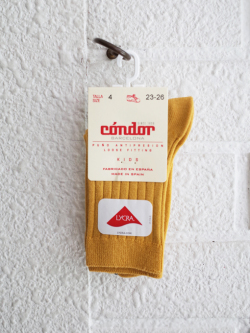 condor　スペインソックスブランド　Basic rib short socks MUSTARD　リブソックス