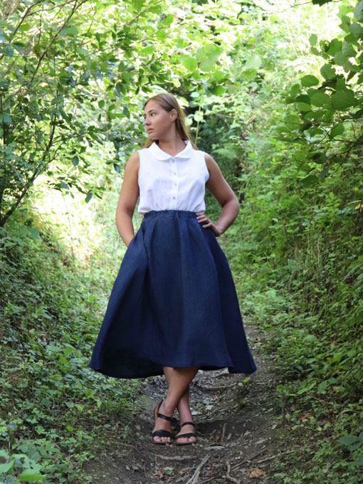 le vestiaire de jeanne VDJ Uniform レディース 丸襟リネン  